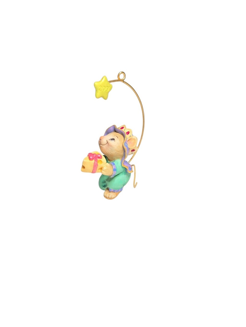 Vintage 2001 Wise Follower Mouse Gifting Cheese Christmas Ornament